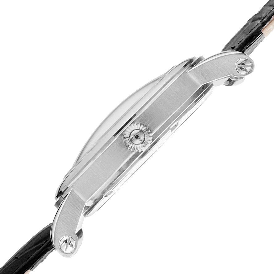 Akribos Black Dial Stainless Steel Black Leather Men's Watch AK632SSB