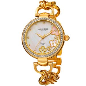 Akribos XXIV Ornate Quartz Diamond White Dial Ladies Watch P50140
