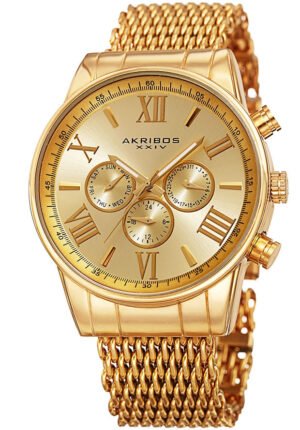 Akribos XXIV Enterprise Quartz Gold Dial Men's Watch P50156