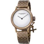 Akribos XXIV White Dial Ladies Brown Tone Watch AK966BZ
