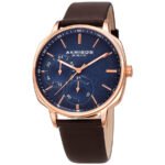 Akribos XXIV Quartz Blue Dial Brown Leather Men's Watch AK1022RGBR