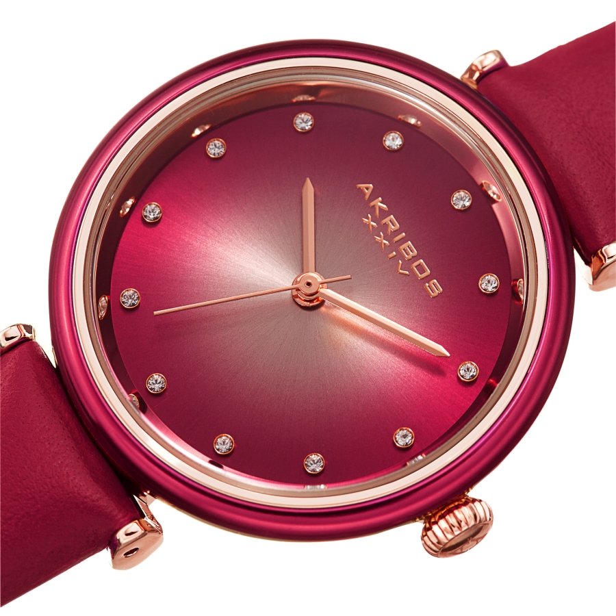 Akribos XXIV Quartz Red Dial Ladies Watch AK1035PK - Image 2