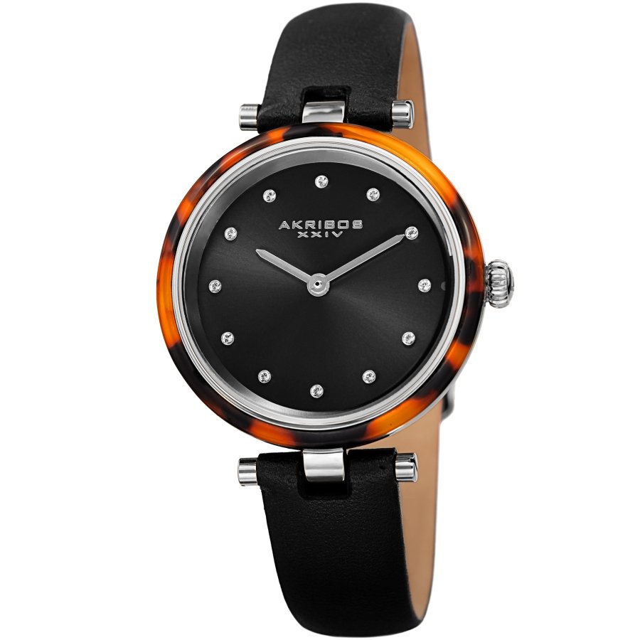 Akribos XXIV Quartz Crystal Black Dial Ladies Watch AK1052BK - Image 4