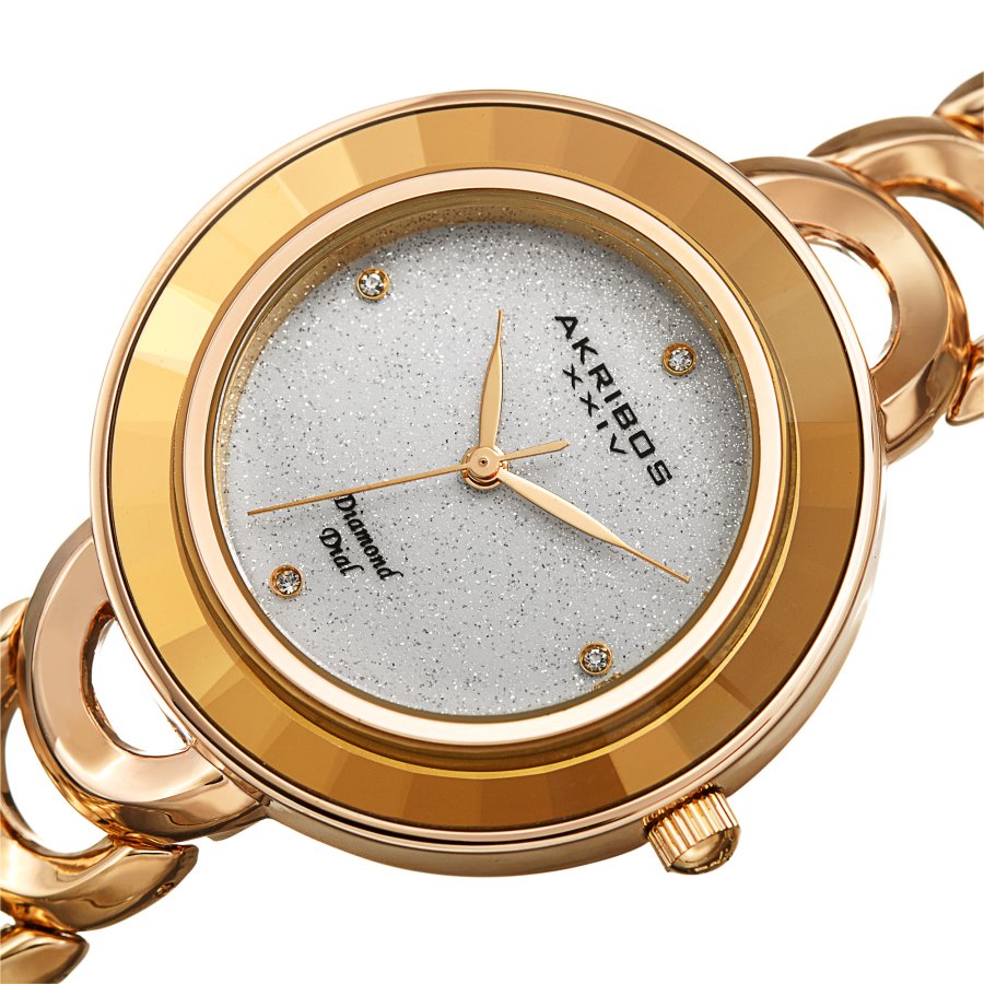 Akribos XXIV Quartz Diamond Silver Dial Ladies Watch AK1088YG - Image 2