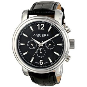 Ultimate Multi-Function Black Dial Black Leather Men's Watch 734SSB - luxury watch