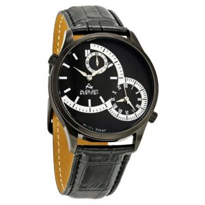 August Steiner Black Dual Time Dial Men's Watch AS8010BK