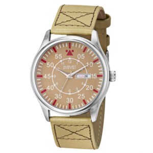 August Steiner Beige Leather Beige Dial Watch AS8074BK