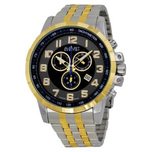 August Steiner Black Dial Two-tone Men's Watch AS8118TTG