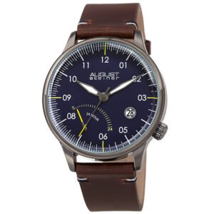 August Steiner Quartz Blue Dial Brown Leather Men's Watch AS8285GNBU