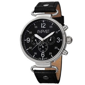 August Steiner Black Dial Black Leather Men's Watch AS8131SSB