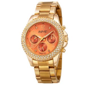 August Steiner Quartz Diamond Orange Dial Ladies Watch AS8136YGOR