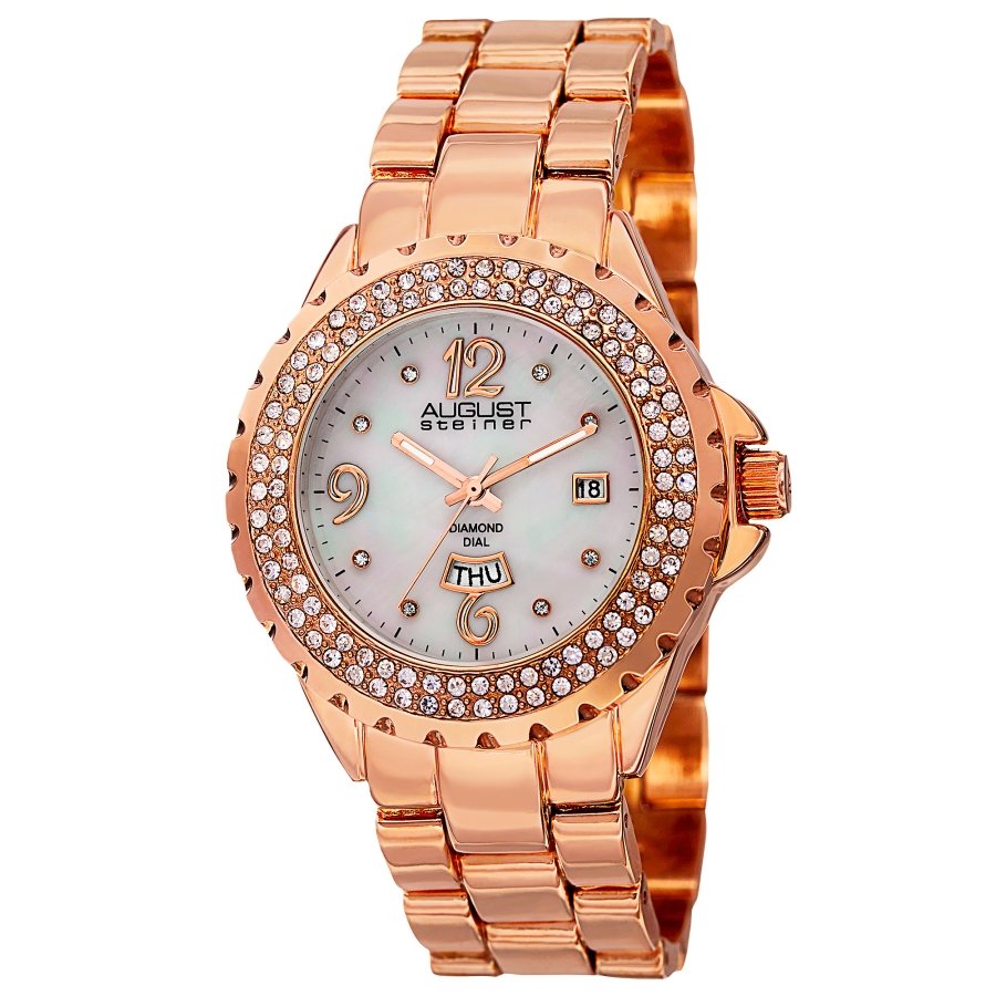 August Steiner Quartz Diamond White Dial Ladies Watch AS8156RG