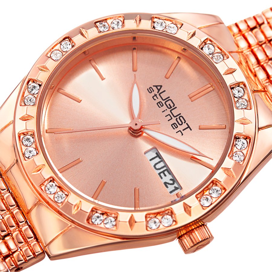 August Steiner Quartz Crystal Rose Dial Ladies Watch AS8177RG - Image 4