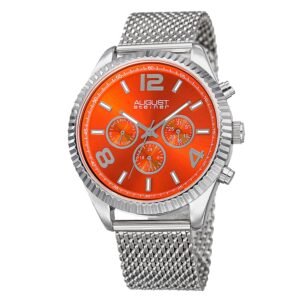 August Steiner Orange Dial Stainless Steel Mesh Men's Watch AS8196OR