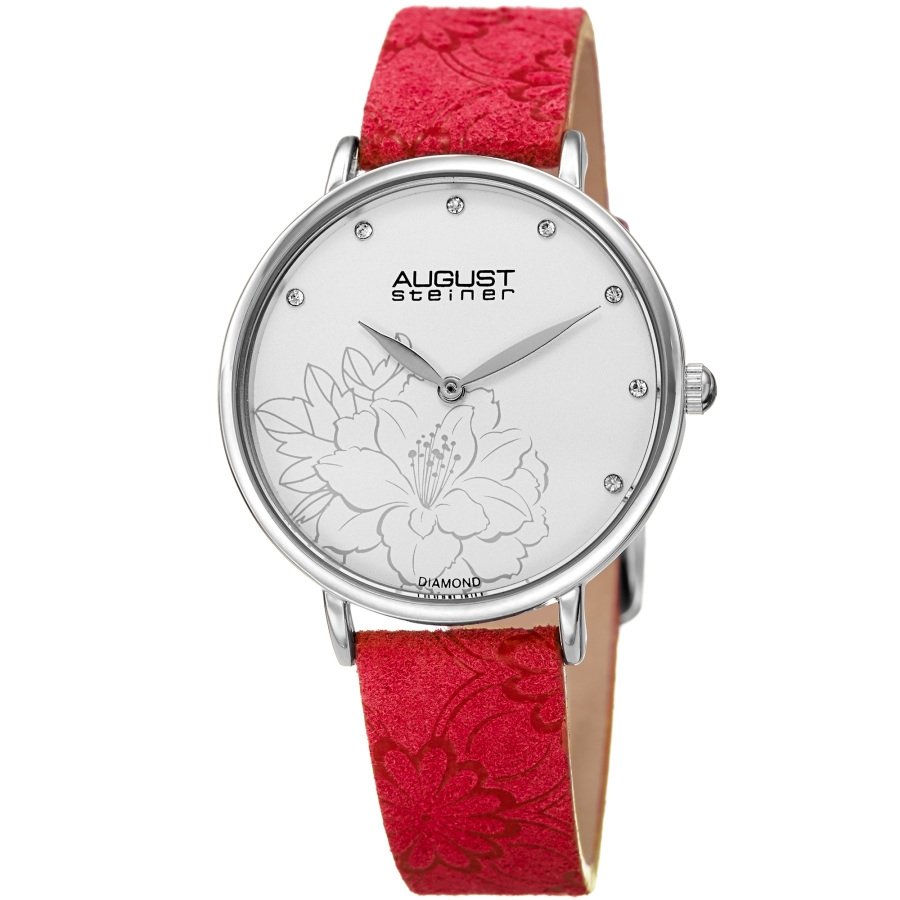August Steiner Quartz Diamond Silver Dial Ladies Watch AS8242RD