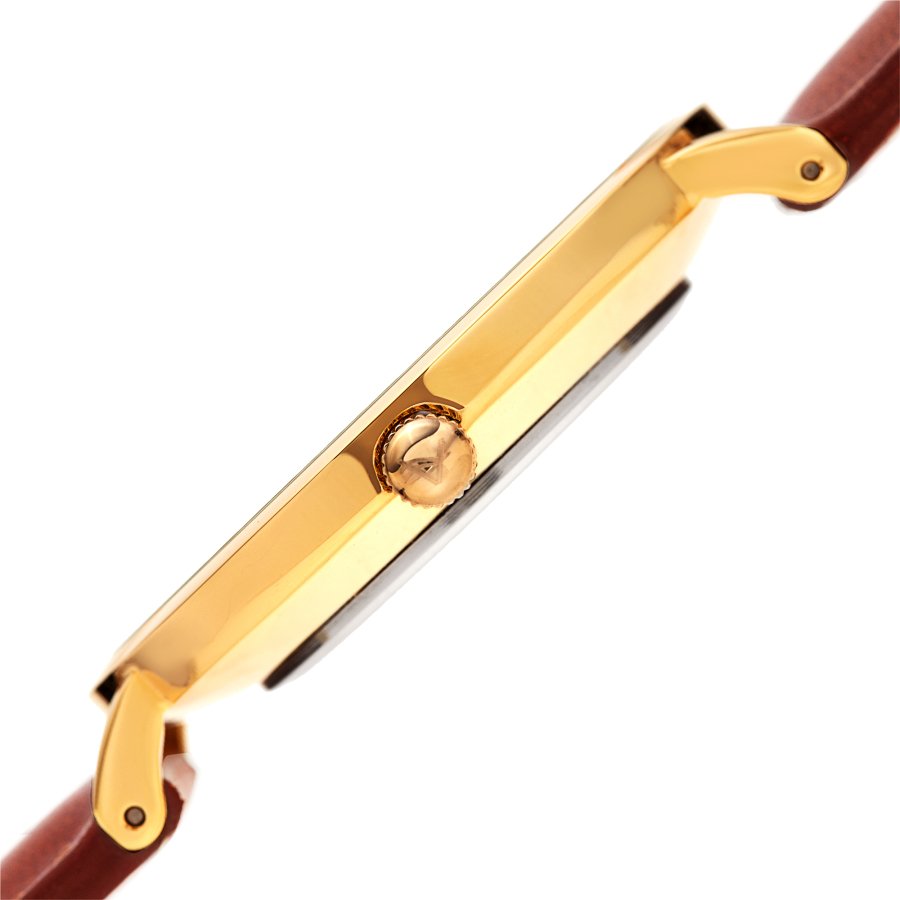 August Steiner Quartz White Dial Brown Leather Ladies Watch AS8247YGBR