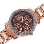 Burgi Rose Gold-tone Stainless Steel Diamond Bezel Ladies Watch BUR091RG