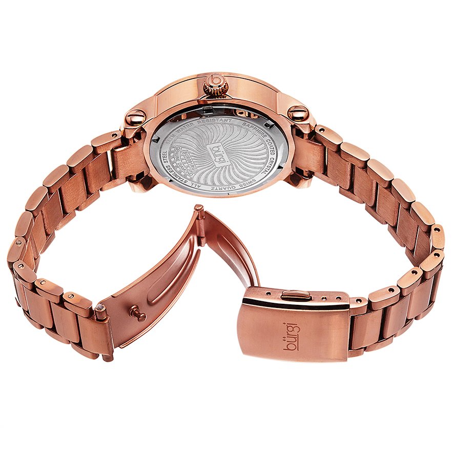 Burgi Rose Gold-tone Stainless Steel Diamond Bezel Ladies Watch BUR091RG - Image 2