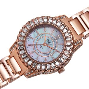 Burgi Mother of Pearl Dial Diamond Rose Gold-tone Brass Ladies Watch BUR095RG