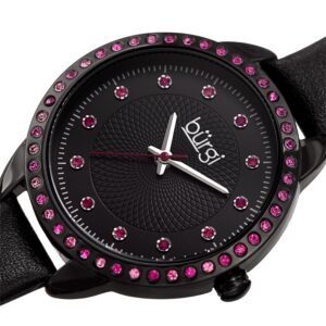 Burgi Quartz Crystal Black Dial Ladies Watch BUR161BK