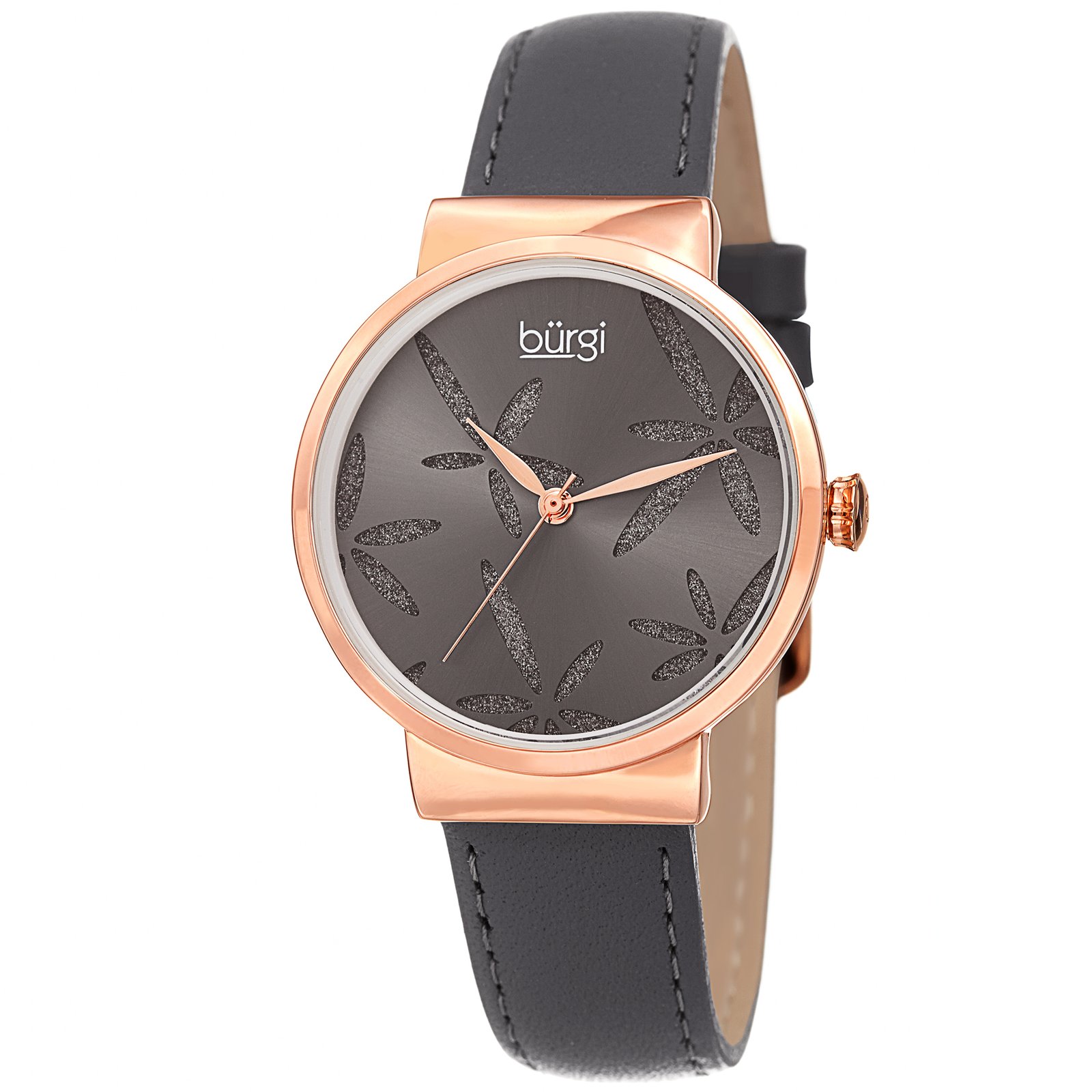Burgi Grey Dial Grey Leather Ladies Watch BUR191GY - Image 4