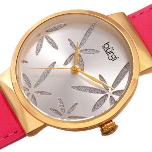 Burgi Sparkling Flower Quartz Silver Dial Ladies Watch BUR191PK
