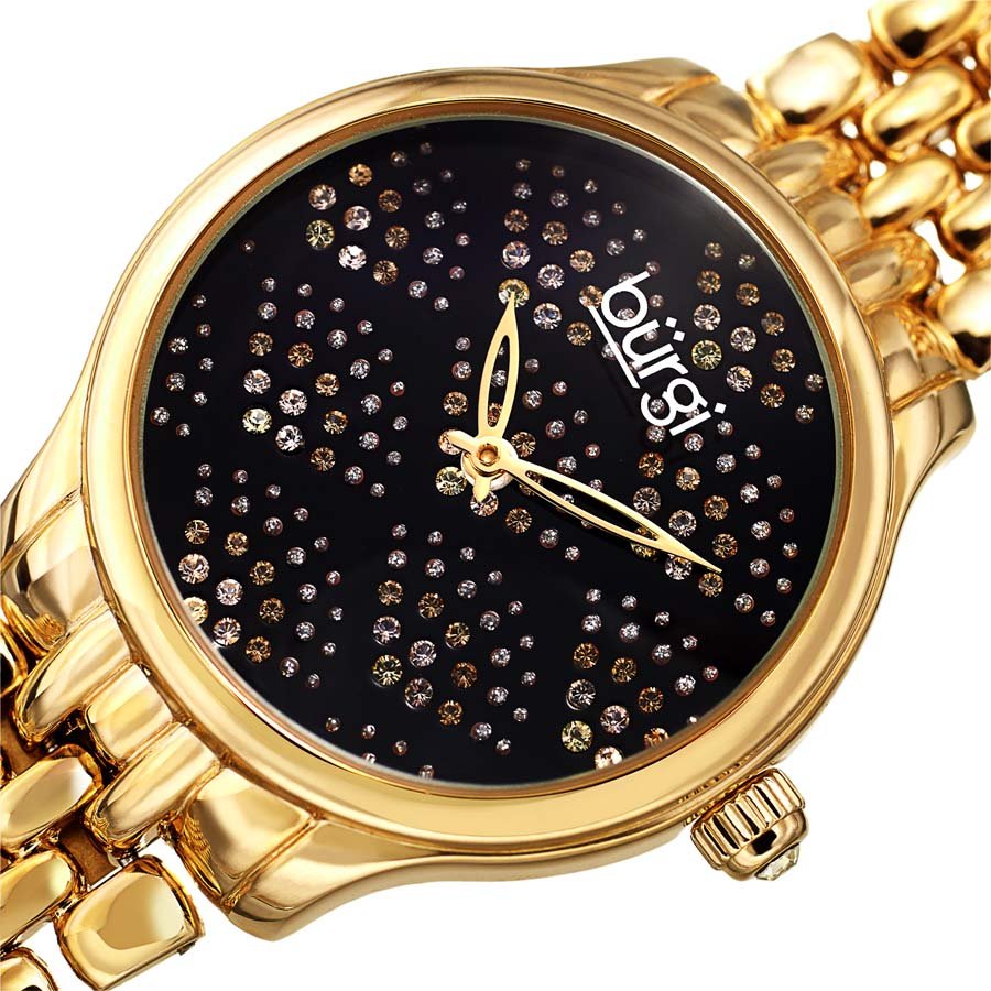 Burgi Pebble Style Quartz Black Dial Ladies Watch BUR205YGB