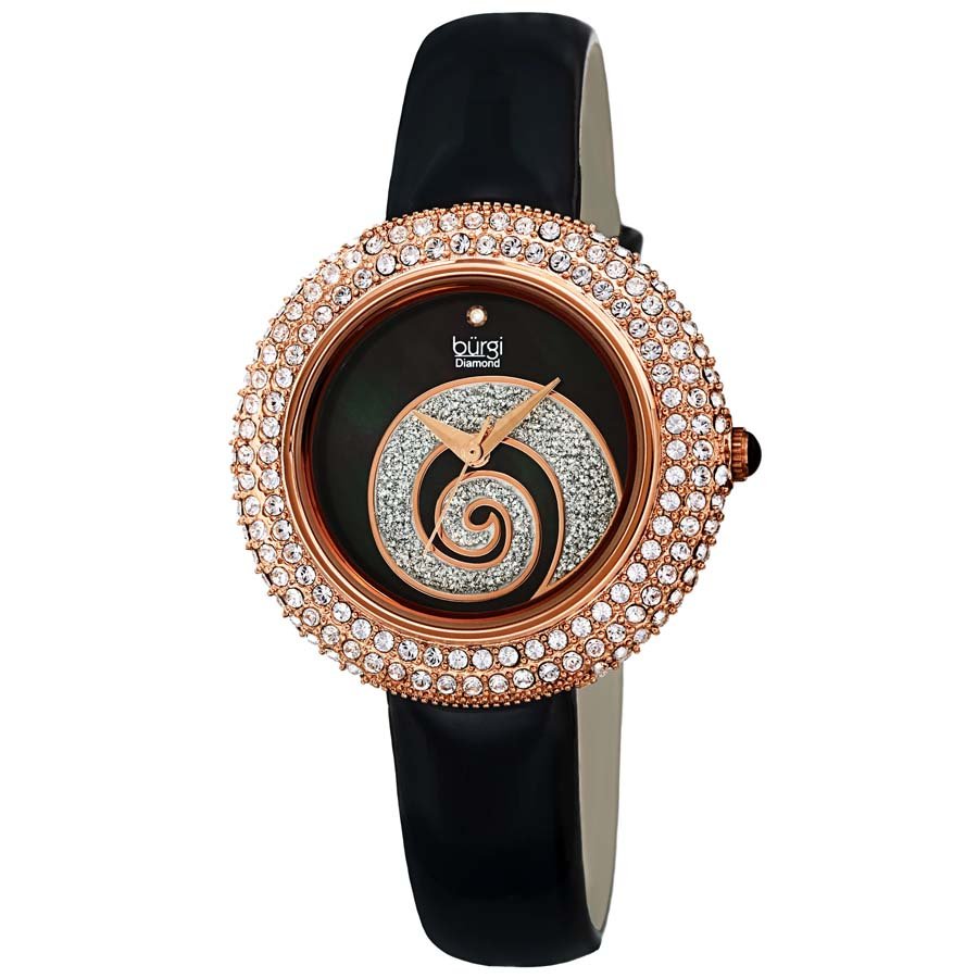Burgi Swirl Crystal Black Dial Ladies Watch BUR209BKR - Image 4