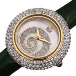 Burgi Swirl Quartz Crystal White Dial Ladies Watch BUR209GN