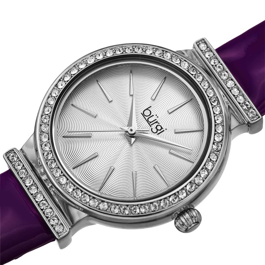 Burgi Swarovski Crystals Quartz Silver Dial Ladies Watch BUR230PU