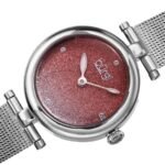 Burgi Silver Pink Dial Stainless Steel Mesh Ladies Watch BUR231SSPK