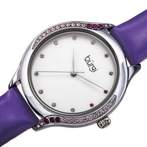 Burgi Crystal White Dial Purple Leather Ladies Watch BUR239PU