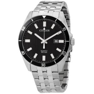 Citizen Quartz Black Dial Stainless Steel Men's Watch BI5050-54E - luxury watch