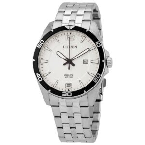 Citizen Quartz White Dial Stainless Steel Men's Watch BI5051-51A - luxury watch
