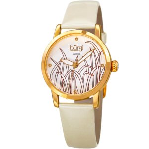 Burgi Pattern Quartz Diamond White Dial Ladies Watch BUR173WT