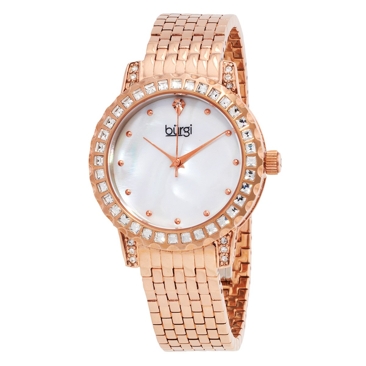 Burgi Quartz White Dial Ladies Watch BUR176RG