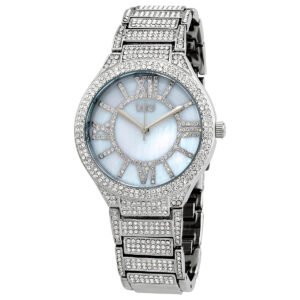 Burgi Quartz Crystal White Dial Ladies Watch BUR185SS