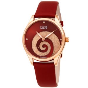 Burgi Swirl Quartz Diamond Red Dial Ladies Watch BUR201RGR
