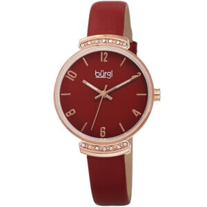 Burgi Quartz Red Dial Red Leather Ladies Watch BUR254RD