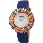 Burgi Twisted Bezel Quartz Crystal White Dial Ladies Watch BUR255BU