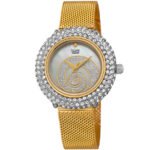 Burgi Swirl Quartz Diamond White Dial Ladies Watch BUR259YGS