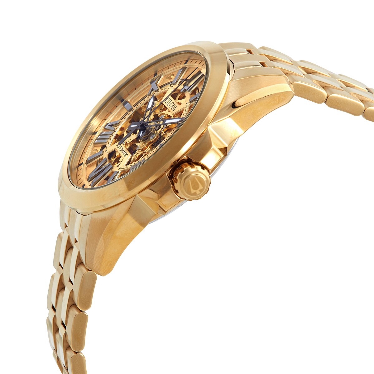 Bulova Sutton Automatic Gold Skeleton Dial Men's Watch 97A162 - Image 3