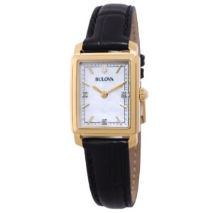Bulova Sutton Quartz Diamond White Mother of Pearl Dial Ladies Watch 97P166