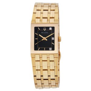 Bulova Quadra Quartz Diamond Black Dial Ladies Watch 97P167