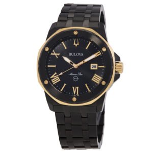 Bulova Marine Star Quartz Black Dial Men's Watch 98B386