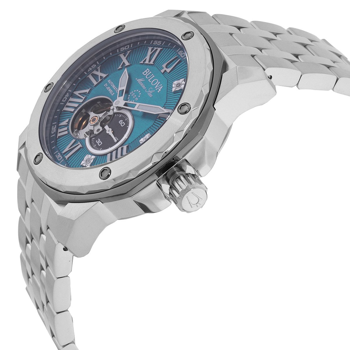 Bulova Marine Star Marc Anthony Automatic Diamond Blue Dial Men's Watch 98D184 - Image 2