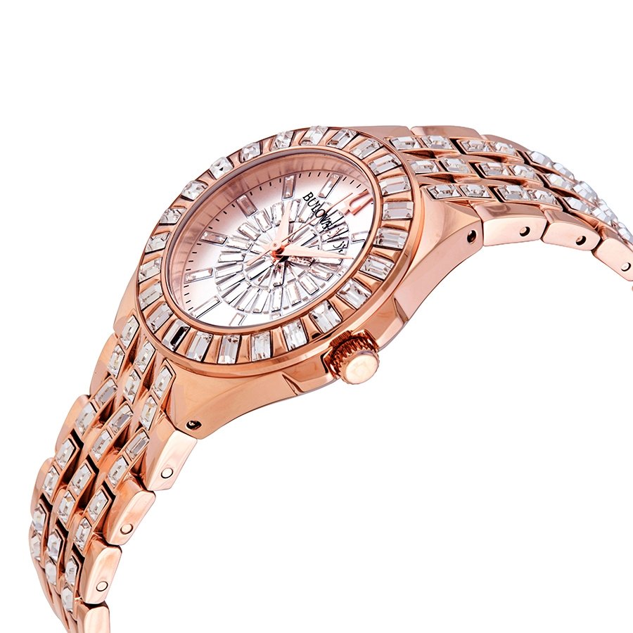 Bulova Phantom Rose Gold-tone Baguette Swarovski Crystal Ladies Watch 98L268 - Image 2