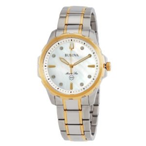 Bulova Marine Star Quartz Diamond Silver Dial Ladies Watch 98P227