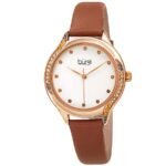 Crystal White Dial Brown Leather Ladies Watch BUR239BR - luxury watch