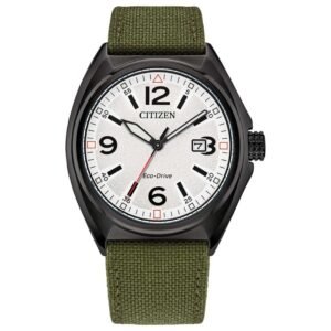 Classic 40mm White Dial Men's Solar Powered Quartz Eco-Drive Watch AW1575-16A